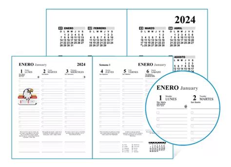 Plantilla Diseño Agenda Semanal 2024 Medio Oficio Editable Meses Sin