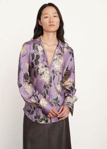 Silk Lilac Bias Long Sleeve Blouse In Vince Products Vince