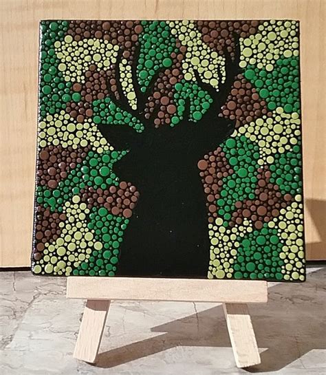 Deer Silhouette Dot Painting Dot Painting Dots Art Art Painting