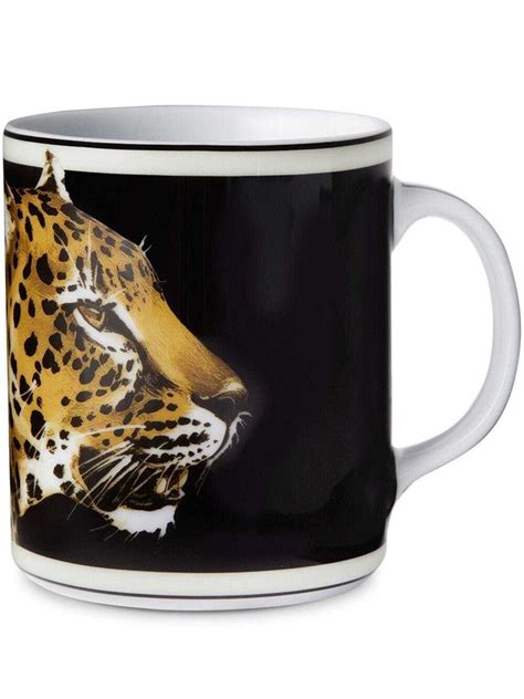 Dolce And Gabbana Leopard Print Porcelain Mug Black Editorialist