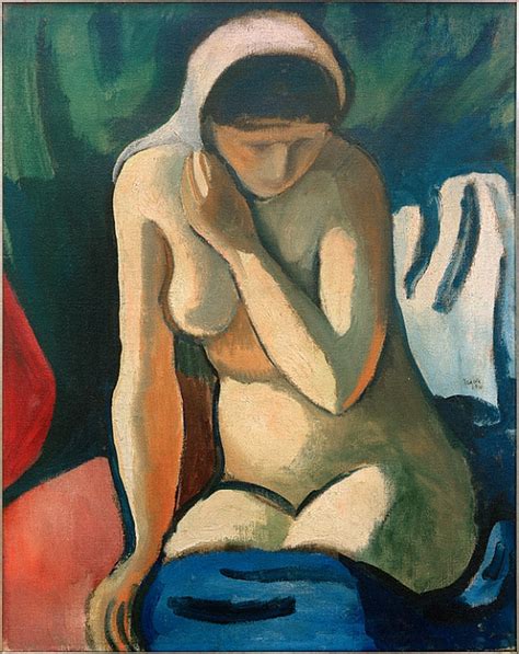 Naked Girl With Headscarf By August Macke Fine Art Print