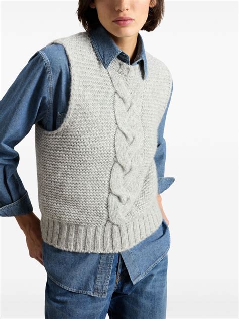 Woolrich Chaleco En Tejido De Ochos Gris Farfetch Mx