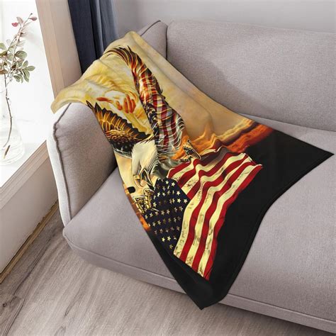 American Flag With Bald Eagle Blanket Eagle Throw Blankets