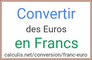 Convertir Des Euros En Francs