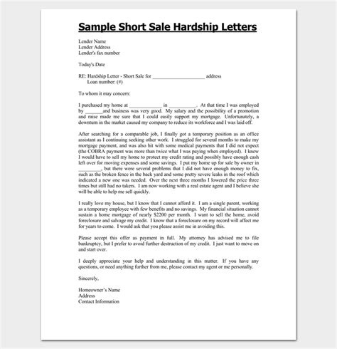 Hardship Letter Template 10 For Word Pdf Format