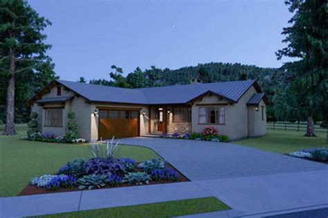 One Story Stucco And Stone House Plan With Vaulted Ceilings 67716mg