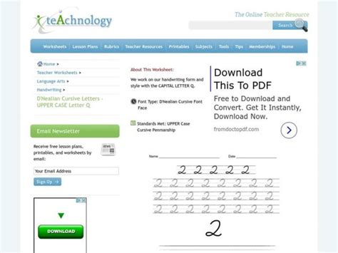 D'Nealian Cursive Practice Worksheet for 2nd - 4th Grade | Lesson Planet