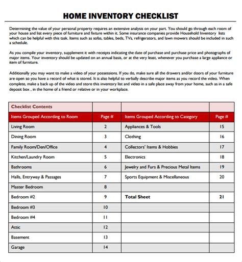 17 Sample Inventory Checklist Templates Sample Templates