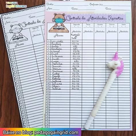 Ficha: Lista de controle de atividades remotas