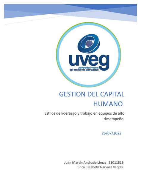 Andrade Martin Estilos De Liderazgo 26 07 GESTION DEL CAPITAL HUMANO