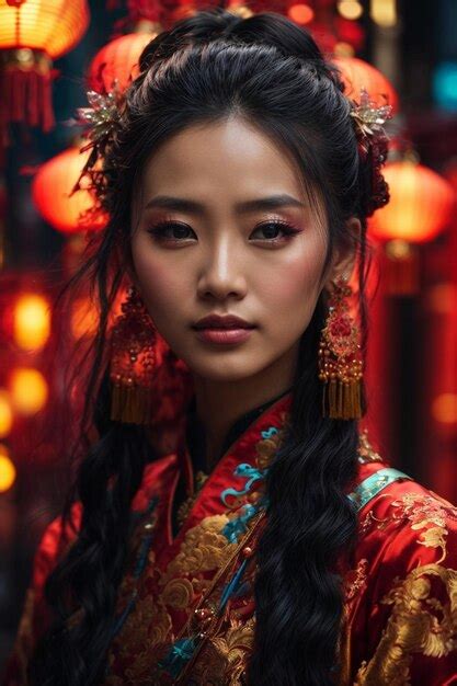 Premium Ai Image Portrait Of A Beautiful Chinese Woman In Traditional