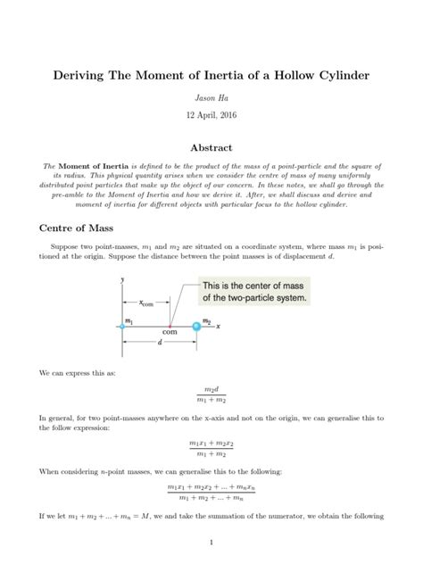 Derivation for the Moment of Inertia of a Hollow Cylinder