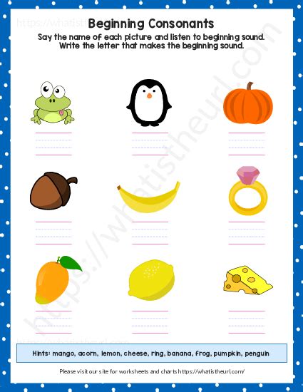 Beginning Consonants Worksheets Exercise 2 Your Home Teacher