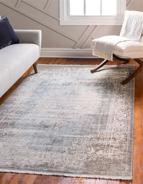 Light Blue 5' x 8' New Vintage Rug | Rugs.ca