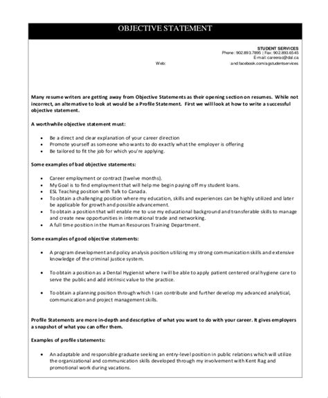 Free 8 Sample Objective Statement Resume Templates In Pdf