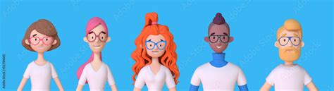 Collection Of 3d Avatars Of Young Men And Women Wearing Glasses Group Of Friendly Diverse