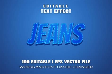 Premium Vector | Editable text effects jeans words and font can be changed