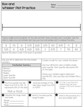 Box And Whisker Plot FREEBIE By The Clever Clover Worksheets Library