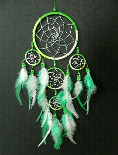 Dream Catcher Green Dreamcatcher Vibrant Lime Green Feathers Silver