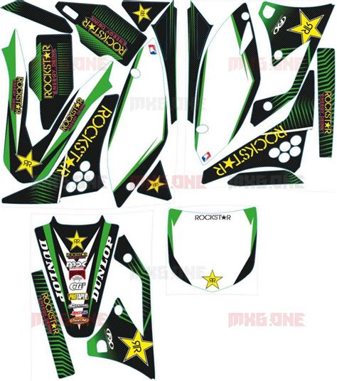 Kawasaki KXF 250 2009 2012 ROCKSTAR7 CARBON Decals Set MXG ONE Best