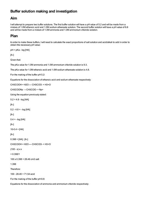 Solution Buffer Solution Making And Investigation Studypool