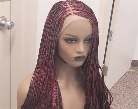 360 Lace Knotless Braided Wig Twist And Box Wigs Glueless Etsy Braids