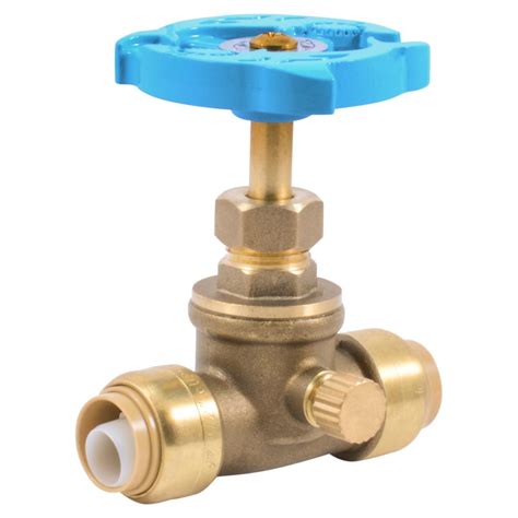 Sharkbite In Brass Push To Connect Stop Valve With Drain Lf