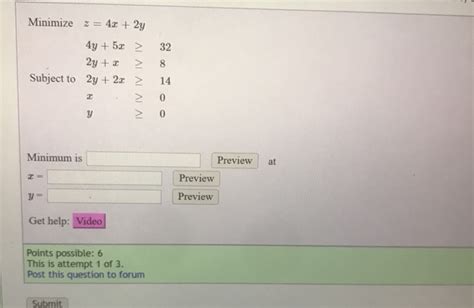 Solved Minimize Z 4x 2y 4y 5x 32 2y X Subject To