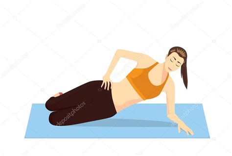 Side Abdominal Exercises With Lying Side Hip Raises Stock Illustration