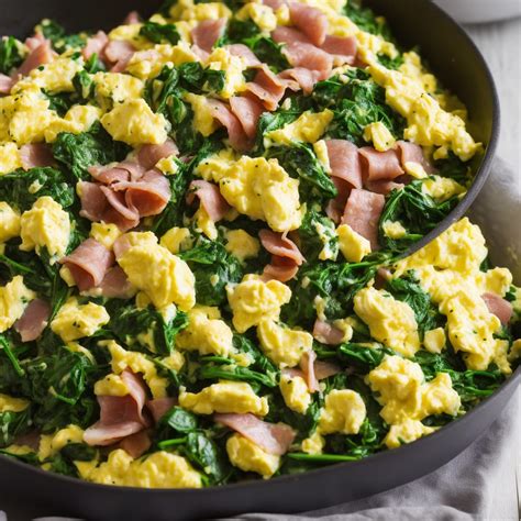 Spinach And Ham Scrambled Eggs Recipe