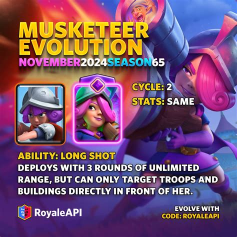 Musketeer Evolution - November 2024 (Season 65) - Clash Royale News