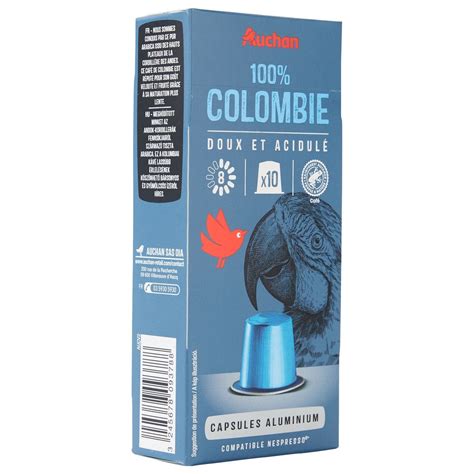 AUCHAN GOURMET Capsule de café Colombie intensité 8 compatible