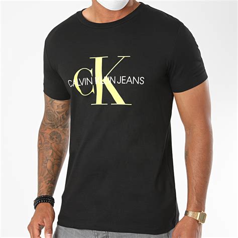 Calvin Klein Tee Shirt Monogram Logo Slim 4551 Noir