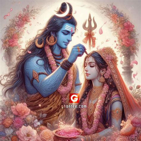 shiv parvati marriage image - ghantee