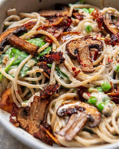 Vegan Carbonara With Mushroom Bacon Good Old Vegan