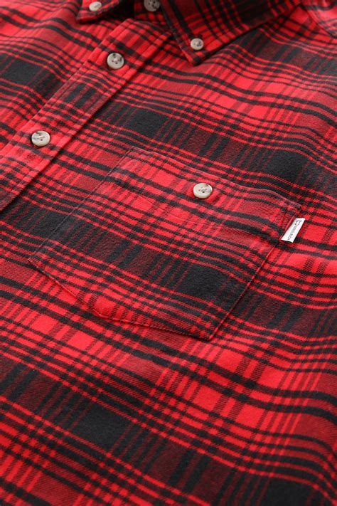 Traditional Flannel Check Shirt Red Woolrich Usa