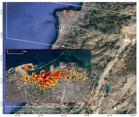 NASA Advanced Rapid Imaging Satellite Maps Blast Damage: Beirut ...