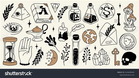 Magic Symbols Hand Drawn Tattoo Set Stock Vector (Royalty Free) 2126249165 | Shutterstock