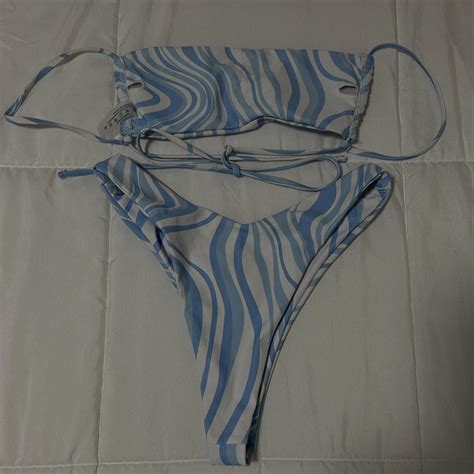 SHEIN Zebra Stripe Bikini Swimsuit 3 Pack SIZE M Depop
