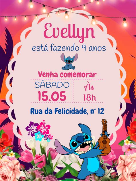 Fazer convite online convite digital convite digital aniversário stitch