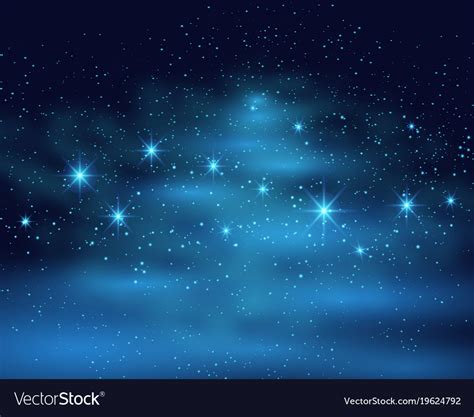 Cosmic Space Dark Sky Background With Blue Bright Vector Image