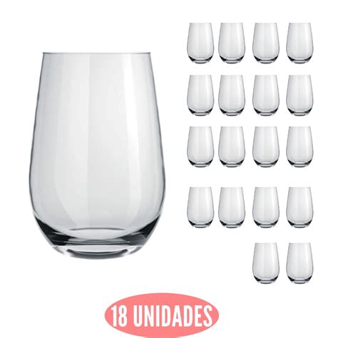 Copos Grandes De Vidro - Conjunto 18 Copos Grandes Dubai Transparente Vidro 480ml | Shopee Brasil