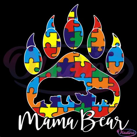 Mama Bear Autism Svg, Autism Awareness Mama Bear Svg Digital File