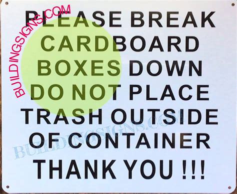 Please Break Cardboard Boxes Sign 10x12 White Background Aluminum Hpdsigns Nyc