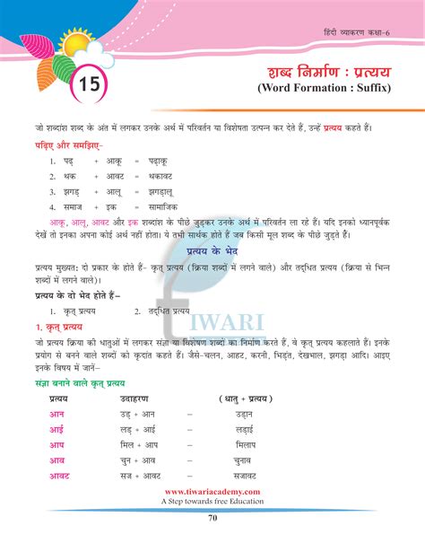 Class 6 Hindi Vyakaran Chapter 15 Pratyay Updated For 2024 25