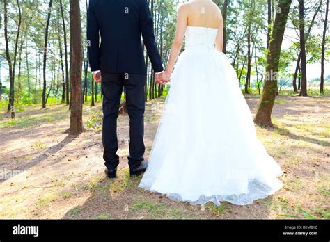 Love In Forest Couple Hand In Hand Concept Stock Photo Alamy