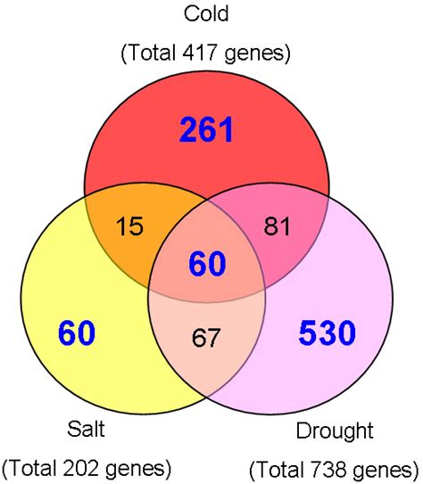 Venn Diagrams Comparing Cold Salt And Drought Responsive Genes With A