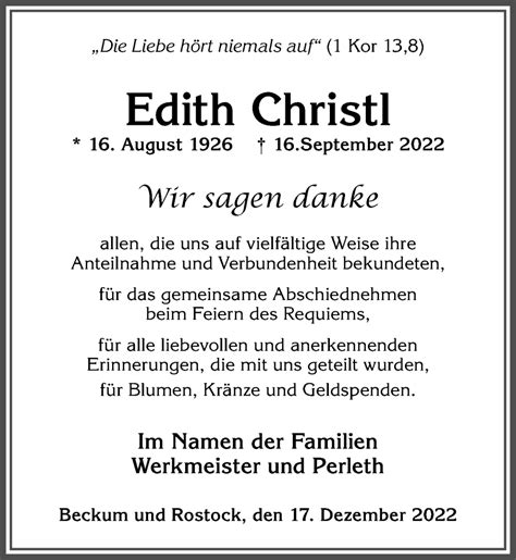 Traueranzeigen Von Edith Christl Augsburger Allgemeine Zeitung