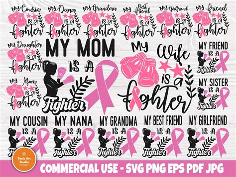 Cancer Svg Bundle Cancer Fighter Svg Pink Ribbon By Tonisartstudio