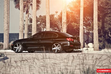 Black BMW 3-Series Sits Well on Contrasting Chrome Vossen Rims | CARiD.com Gallery